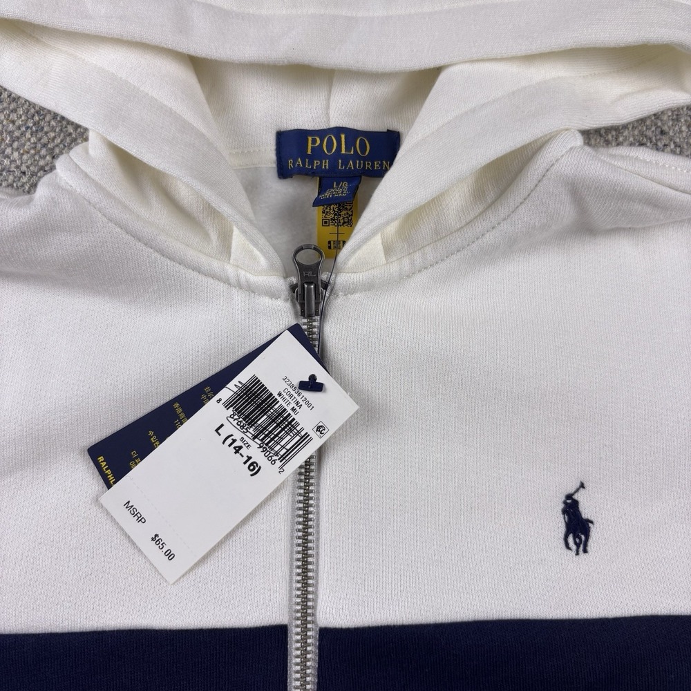 Polo Ralph Lauren Color block Full Zip Florece Hoodie Kids Boys L 14-16 New - Picture 8 of 12